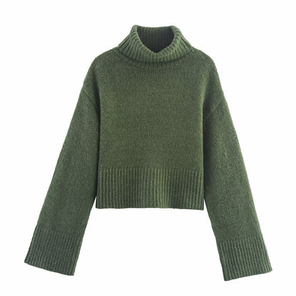 Women Clothing Winter Long Sleeve Stand Collar Basic Comfortable All Matching Sweater