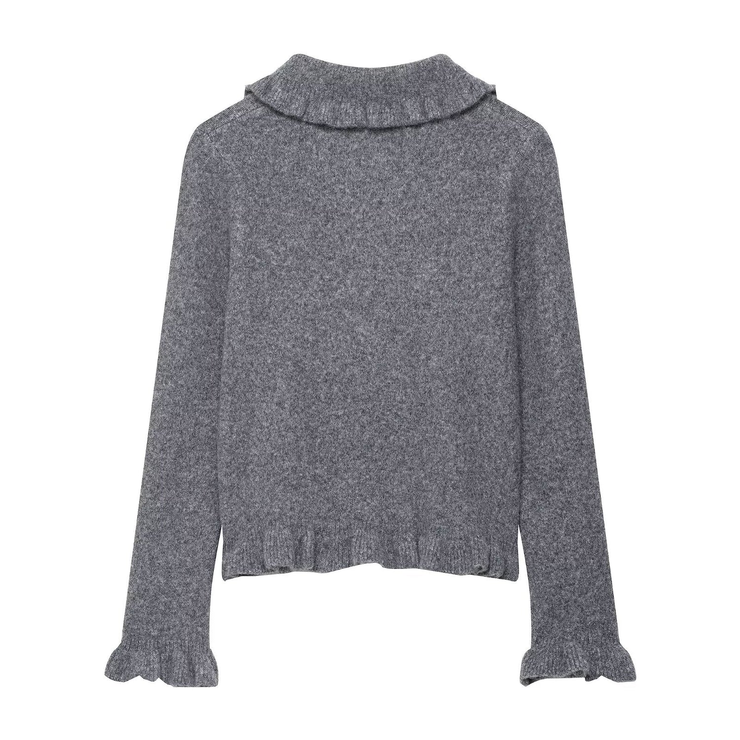 Early Autumn Women Clothing Commuting Solid Color Laminated Decoration Knitwear Coat