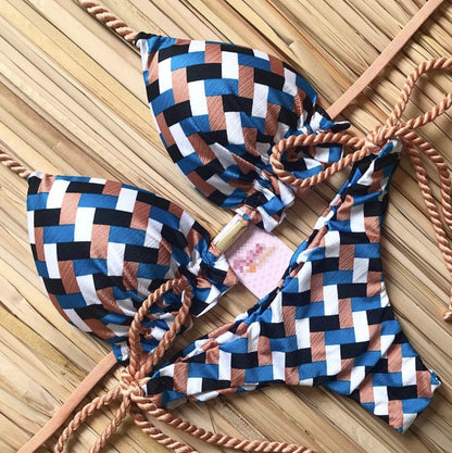Bikini Swimsuit Printed Tassel Bikini Swimwear