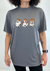 Spun Bamboo cowboy ghosts unisex bamboo viscose organic cotton short sleeve graphic T-shirt with cowboy ghost print.