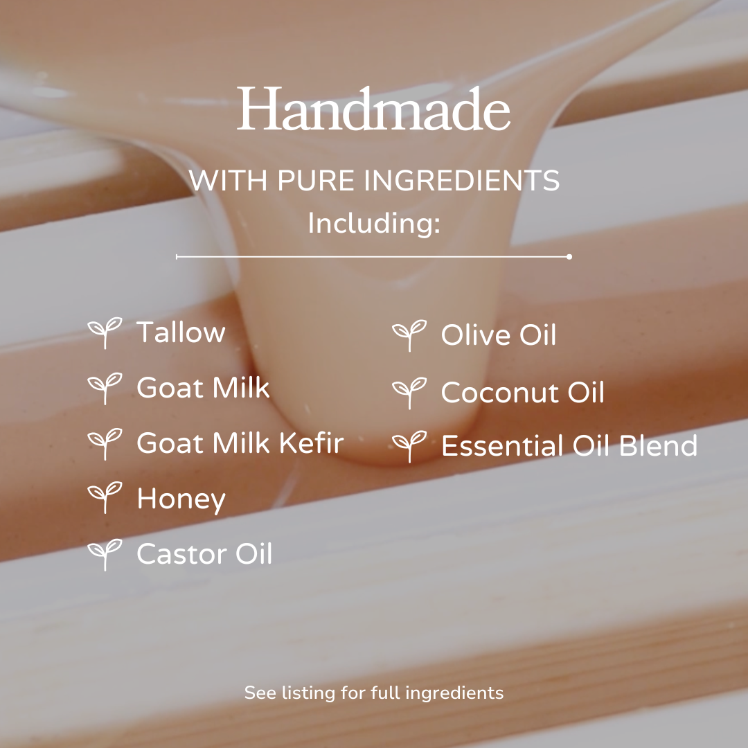 Pink Salt and Grapefruit handmade cleansing bar soap by Pretty Farm Girl, featuring tallow and goat milk for gentle cleansing.
