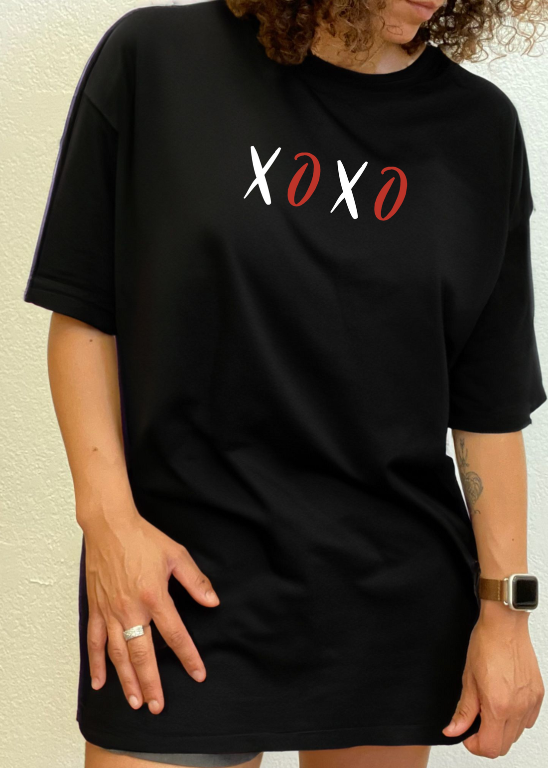 Spun Bamboo XOXO unisex bamboo and cotton graphic T-shirt with printed design, suitable for men.