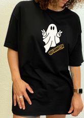 Unisex Halloween Ghost graphic T-shirt by Spun Bamboo, short sleeve mens printed tee made from bamboo viscose and organic cotton.