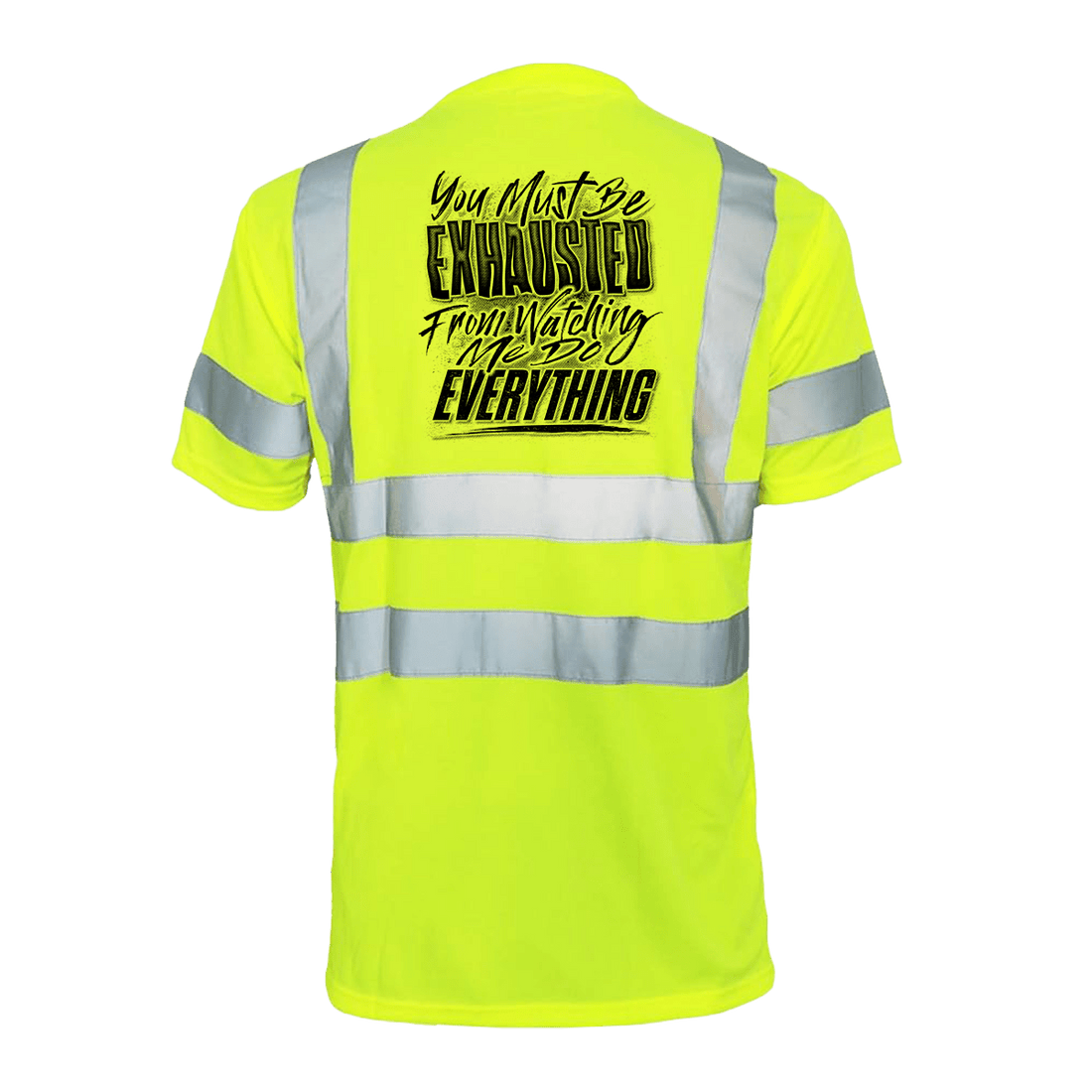 Reflective safety T-shirt by Armed American Supply with high-visibility reflective strips on a black T-shirt.