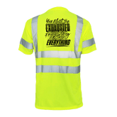 Reflective safety T-shirt by Armed American Supply with high-visibility reflective strips on a black T-shirt.