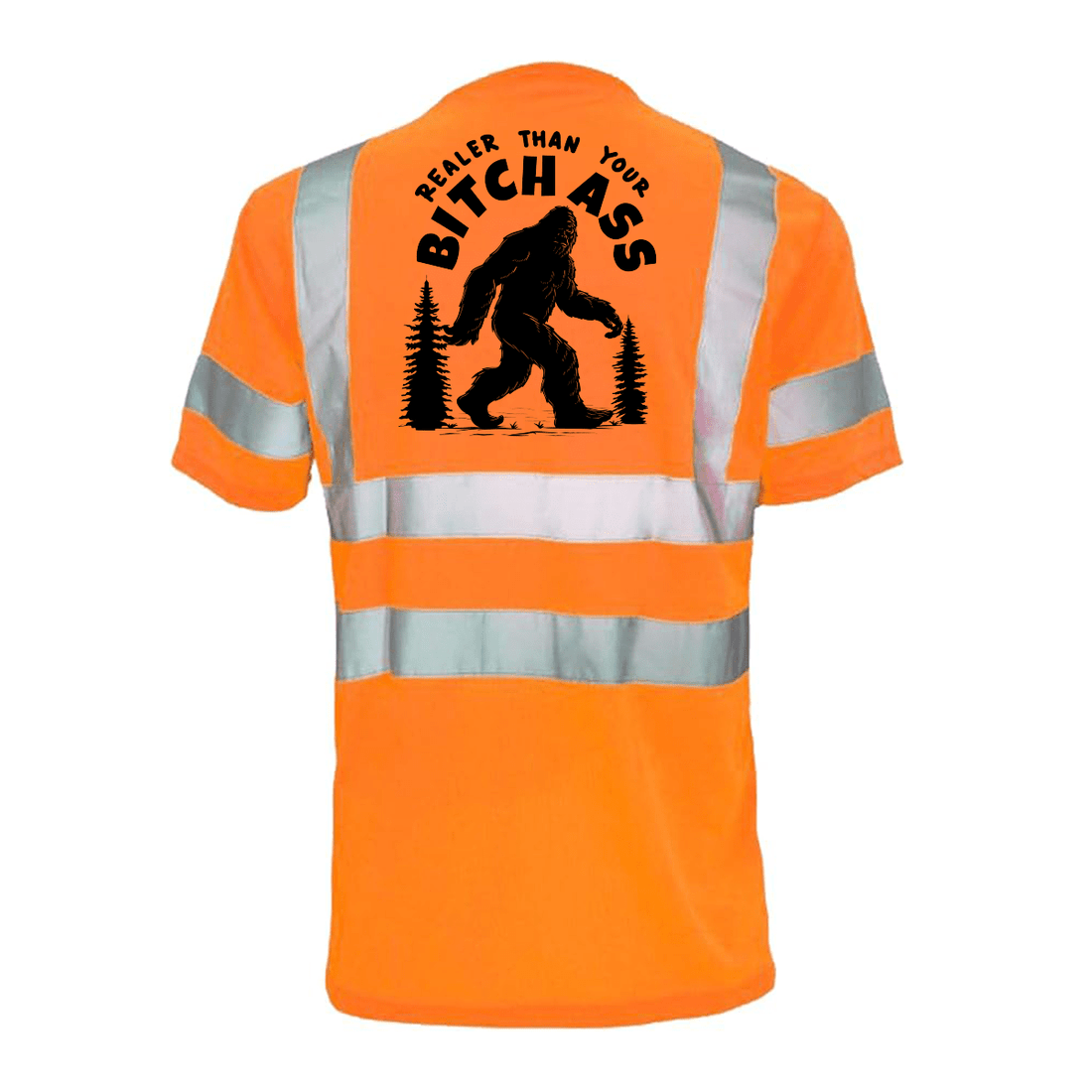 Reflective safety T-shirt by Armed American Supply featuring high-visibility reflective stripes on a black shirt.