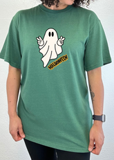 Unisex Halloween ghost graphic T-shirt by Spun Bamboo, short sleeve men&