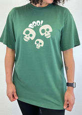 Spun Bamboo Halloween Boo unisex bamboo viscose organic cotton short sleeve graphic T-shirt with Halloween print design