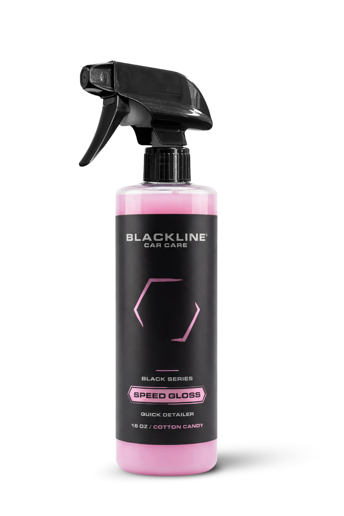 Blackline Car Care BLACKLINE® SPEED GLOSS Quick Detailer bottle, 16oz, with sleek black and silver design for automotive gloss enhancement