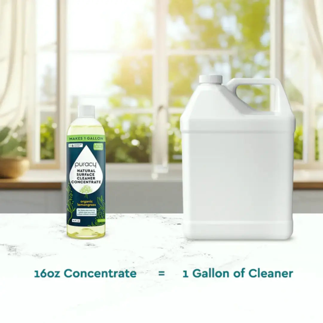 Puracy Everyday Multi-Surface Cleaner in a 16oz spray bottle, suitable for cleaning various surfaces with natural ingredients.