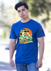 Mens printed graphic T-shirt by Spun Bamboo featuring retro woman design in bamboo and cotton fabric with humorous print.