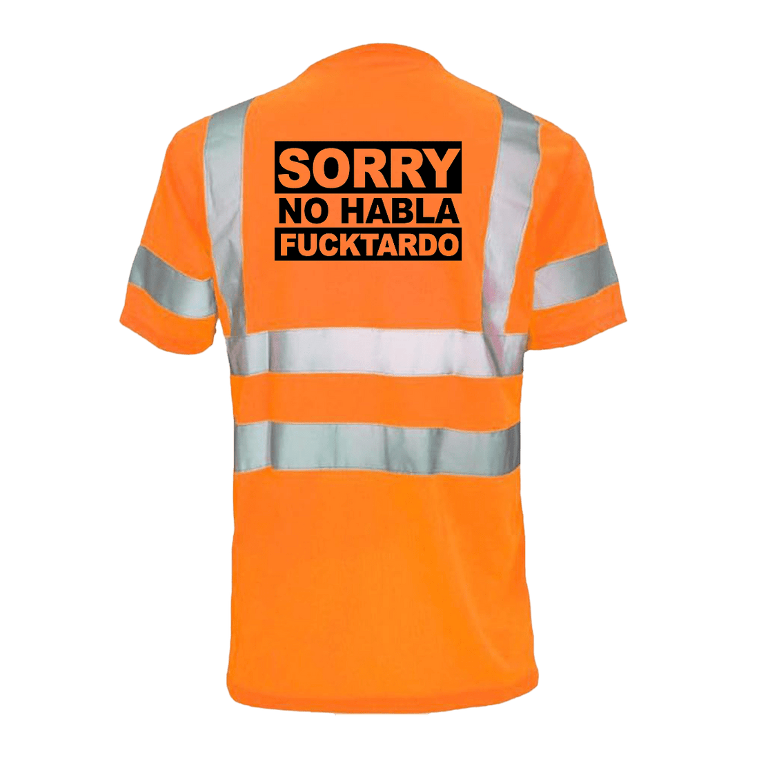 Reflective safety T-shirt from Armed American Supply with high-visibility reflective strips on a black fabric background.