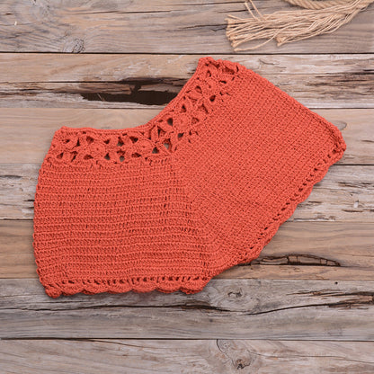 Handmade Beach Solid Color Short Swimming Trunks Sexy Cutout Hand Crocheting Cotton Sunscreen