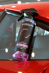 Blackline Car Care BLACKLINE® Crystal Glass Cleaner spray bottle for cleaning car windows and glass surfaces.