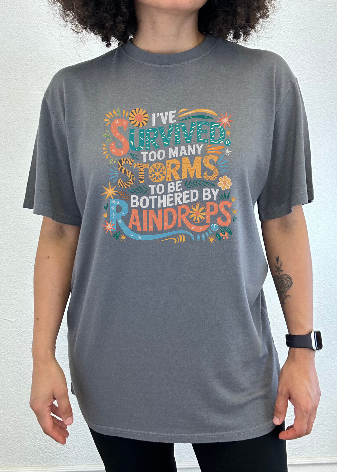 Unisex bamboo and cotton graphic T-shirt by Spun Bamboo with storm-themed design and printed text, casual men&