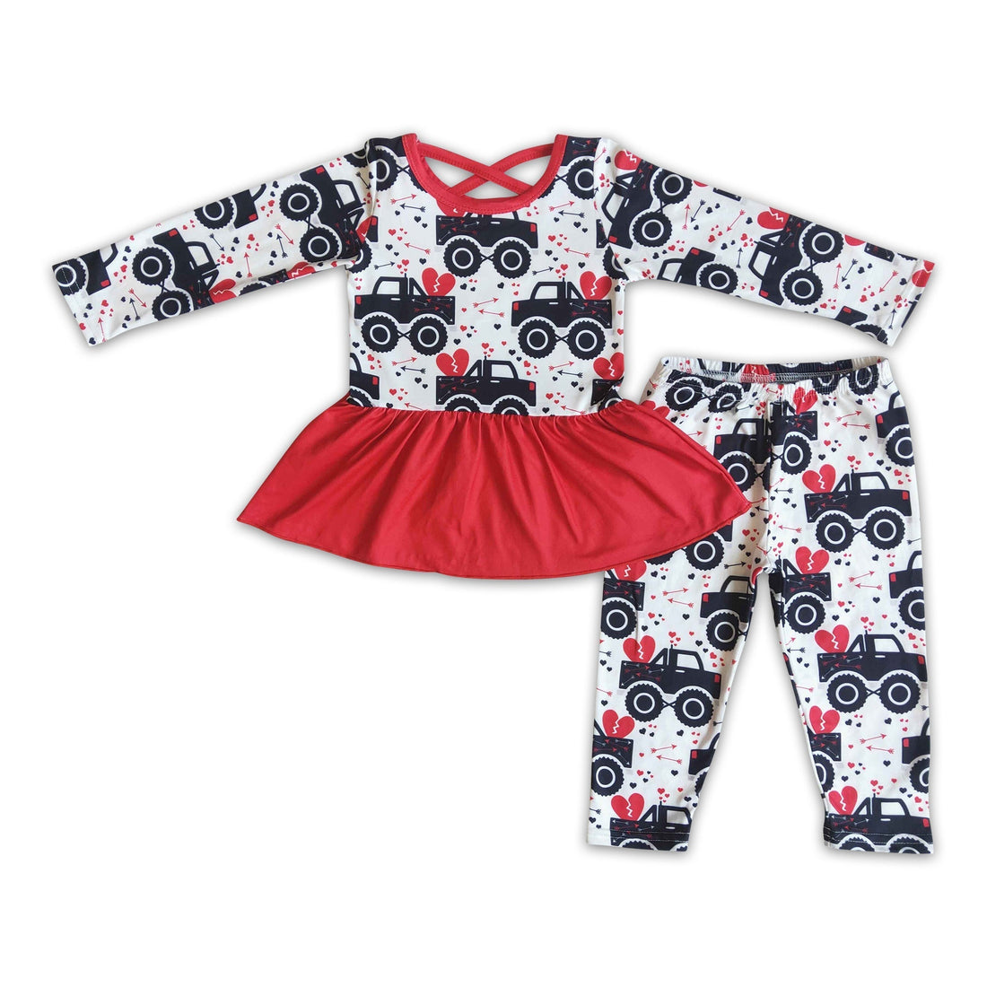 Tractor heart print peplum leggings girls valentine&