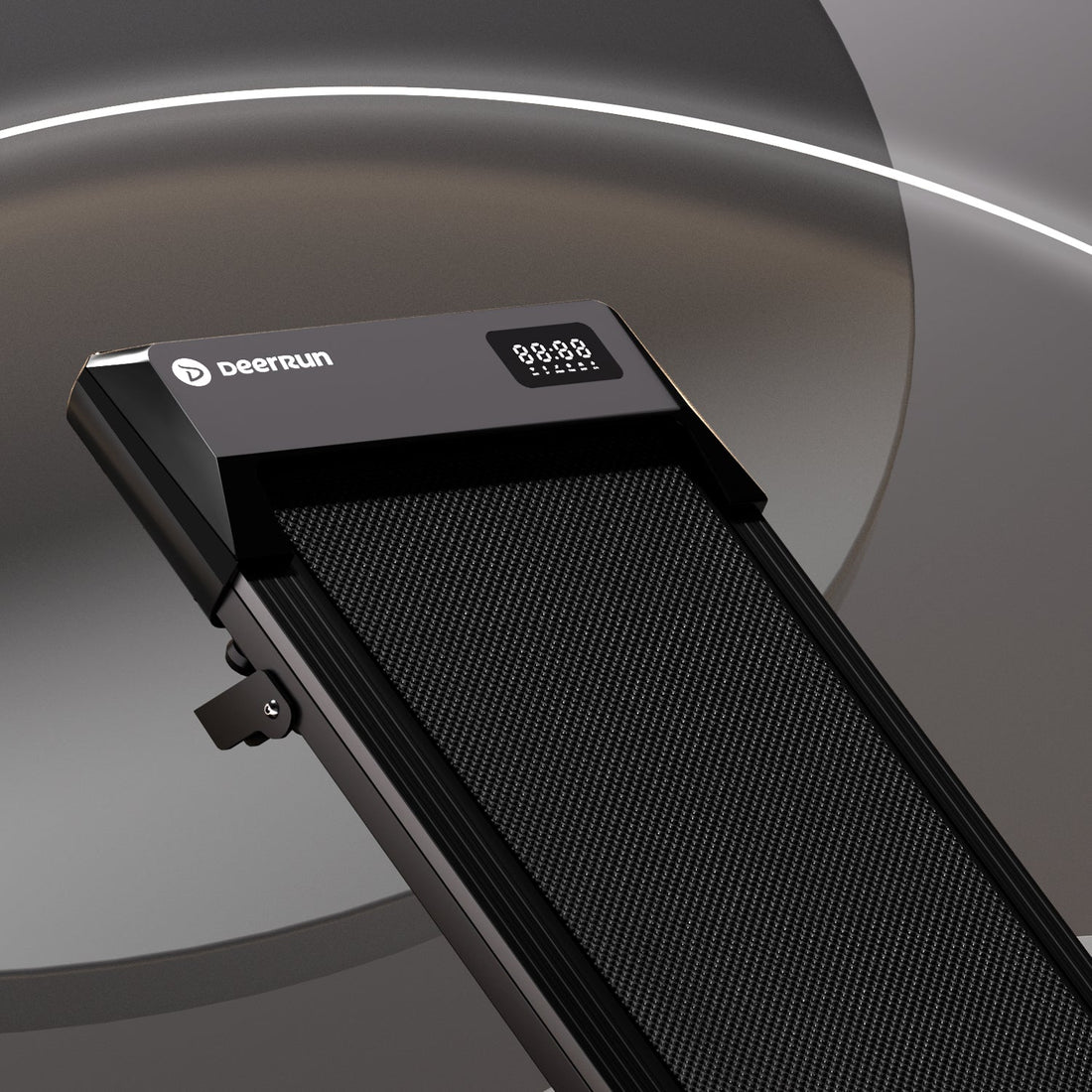 DeerRun Q2 Urban Smart Walking Pad treadmill with incline and remote control, showing the compact design and control panel.