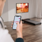 DeerRun Q2 Urban Smart Walking Pad treadmill with incline, remote control, compact design for indoor walking exercise.