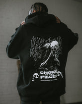 Black Choke Pullover Hoodie by Any Means Necessary Clothing, featuring a relaxed fit and adjustable drawstring hood.