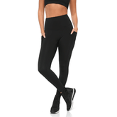 Black high-rise leggings from Fitkitty Culture BodyLove collection, made from stretchy athletic fabric for yoga and active wear.