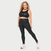 Metallic cheetah print active leggings from Fitkitty Culture, designed for yoga and workout wear, with a shiny, form-fitting look.