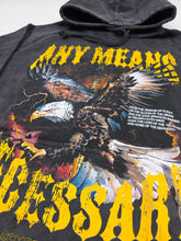 Black Depraved Pullover Hoodie from Any Means Necessary Clothing featuring a vintage design and comfortable fit.