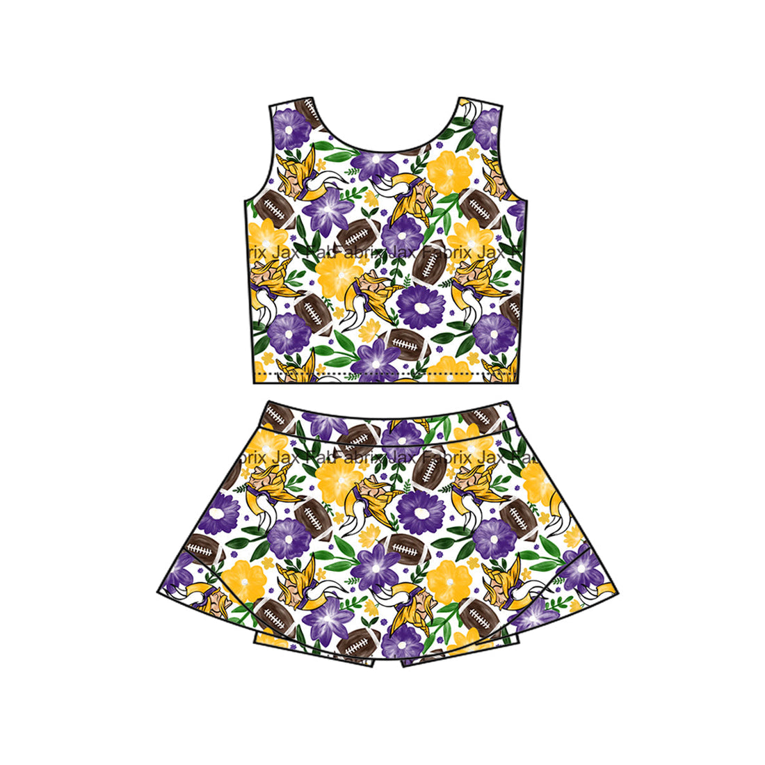 MOQ 5 pcs purple floral football kids girls team active outfits