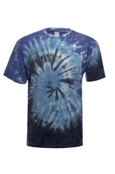 SpectraUSA Midnight Ocean Spiral Tie-Dye T-shirt with a vibrant spiral design on front, casual and stylish men&