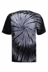 SpectraUSA Shadow Spiral Tie-Dye T-shirt featuring a dark spiral pattern on front, casual unisex tee for everyday wear.