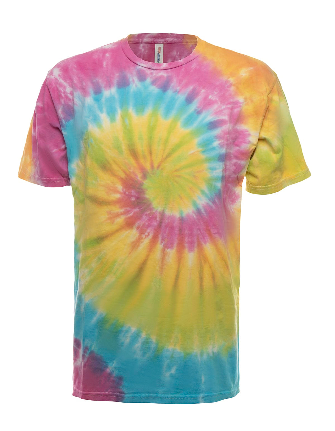 SpectraUSA classic spiral tie-dye tee shirt with colorful spiral pattern on front, casual and vibrant unisex apparel