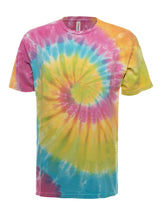 SpectraUSA classic spiral tie-dye tee shirt with colorful spiral pattern on front, casual and vibrant unisex apparel