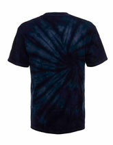 SpectraUSA Midnight Spiral Tie-Dye T-shirt with a single spiral design, shown from the back.
