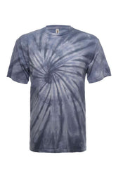 SpectraUSA steel quartz spiral tie-dye tee shirt with vibrant spiral design, front view showcasing colorful pattern on soft fabric.