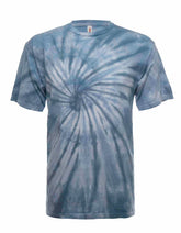 SpectraUSA Steel Quartz Spiral Tie-Dye T-shirt featuring a vibrant spiral design on front, casual unisex tee.