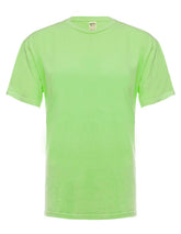 Neon green SpectraUSA garment dye T-shirt front view showing vibrant color and casual fit.