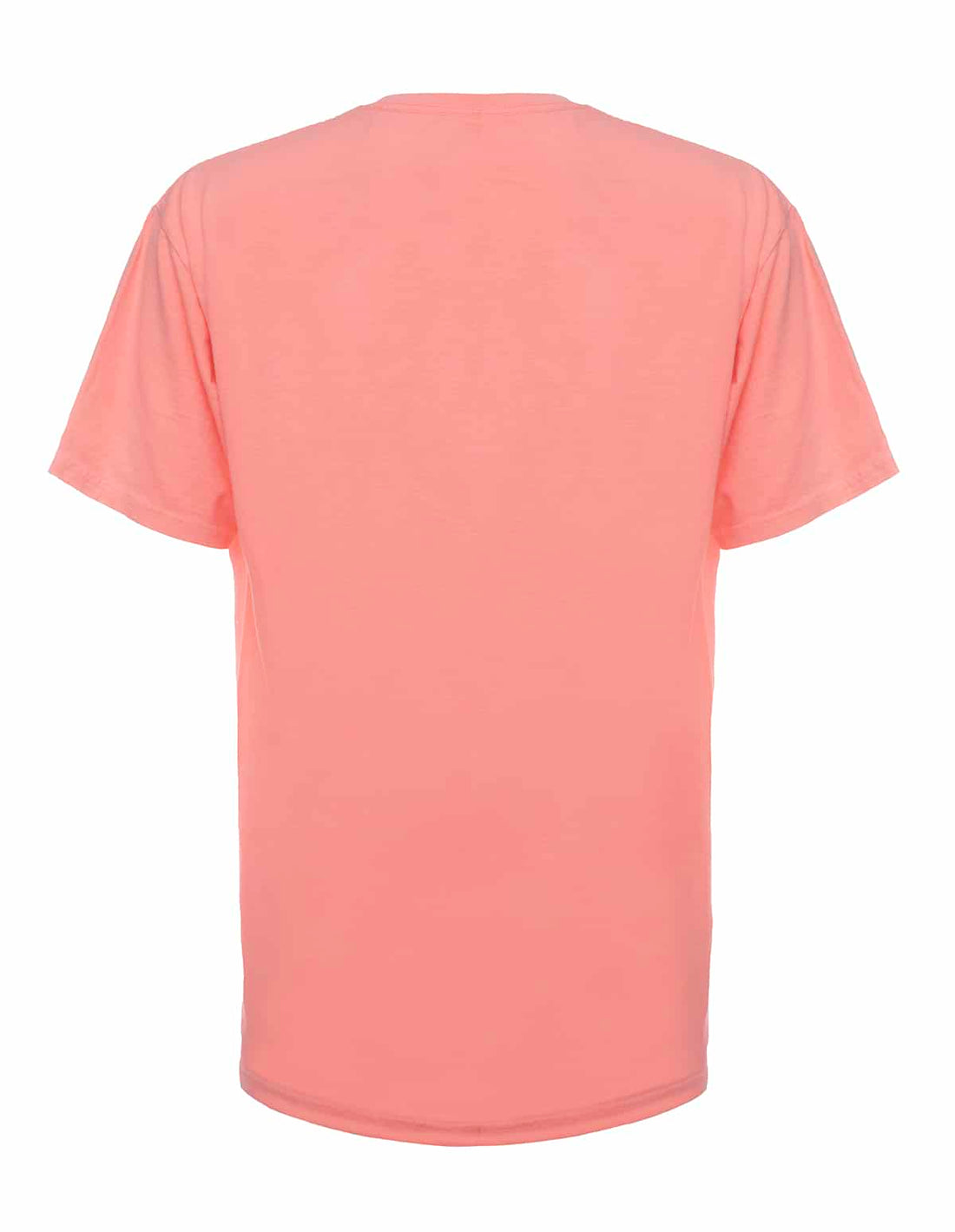 Back view of a neon pink SpectraUSA T-shirt dyed with neon pink garment dye, showcasing vibrant color and casual fit.