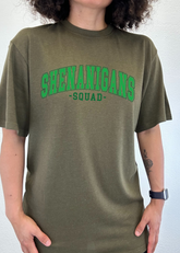 Unisex bamboo and cotton graphic T-shirt with Shenanigans Squad design, men&