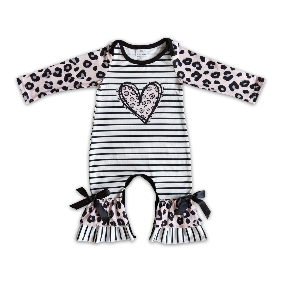 Leopard heart print long sleeve baby valentine&