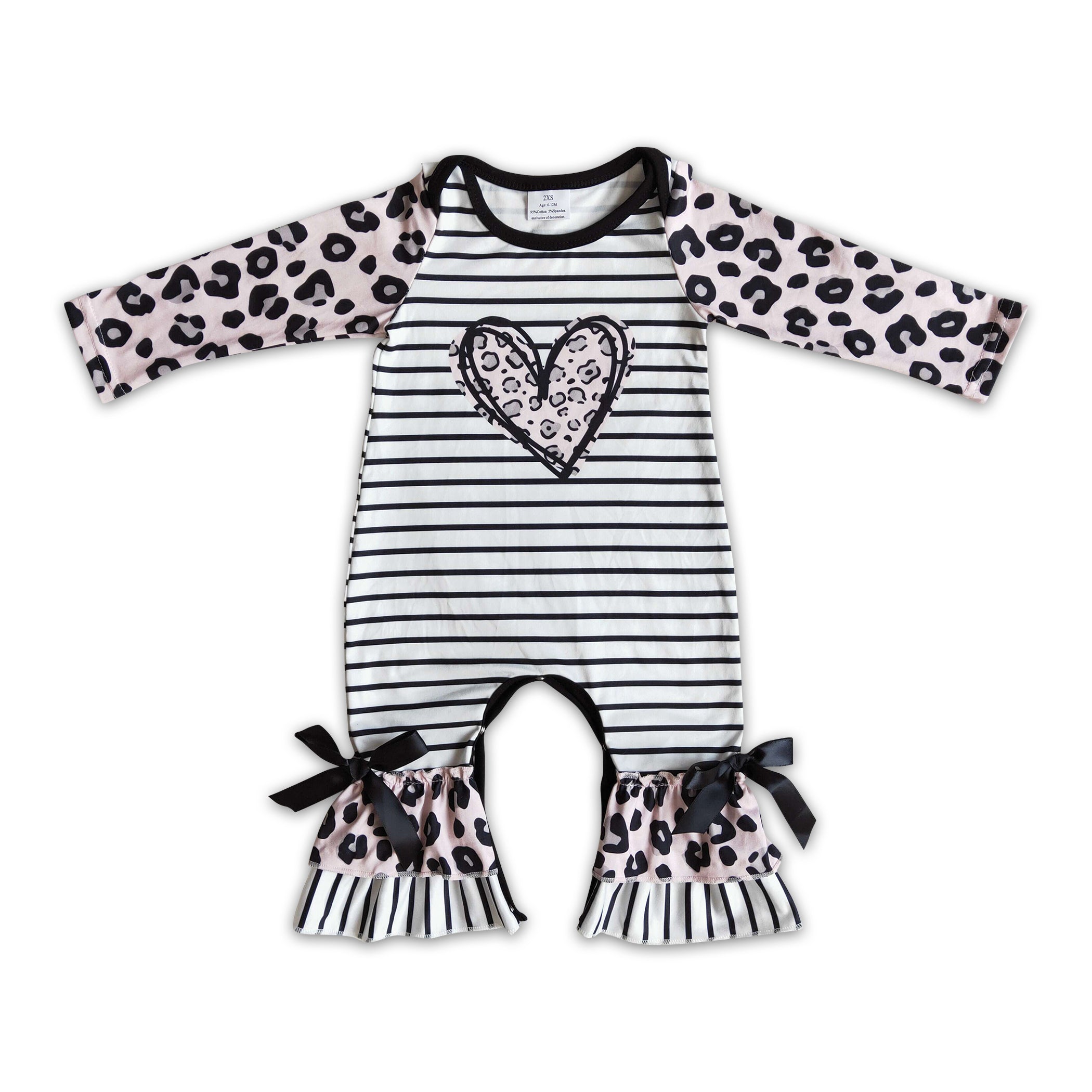 Leopard heart print long sleeve baby valentine&