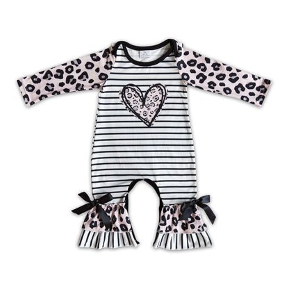 Leopard heart print long sleeve baby valentine&