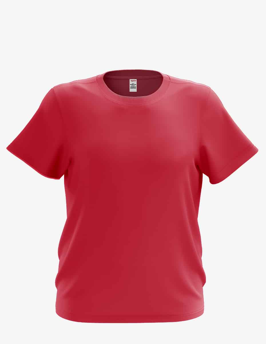 Red youth crew neck sweatshirt by SpectraUSA, front view showing the classic crew neckline and comfortable fit.