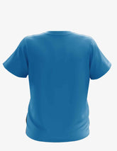 Turquoise youth crew neck shirt for kids by SpectraUSA, shown from the back view. Comfortable and stylish kids&