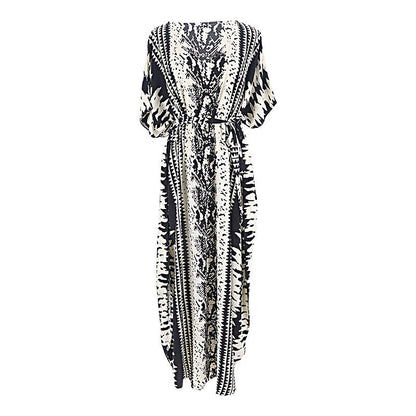 Rayon Snake Pattern Positioning Robe Sun Protection Beach Jacket Blouse Seaside Vacation Dress Women