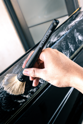 Blackline Car Care boars hair detailing brushes set with black handles, designed for precise automotive cleaning and polishing.