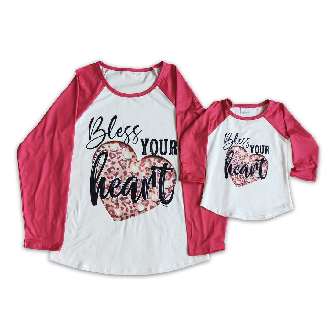 Bless your heart long sleeve mommy and me adult valentine&