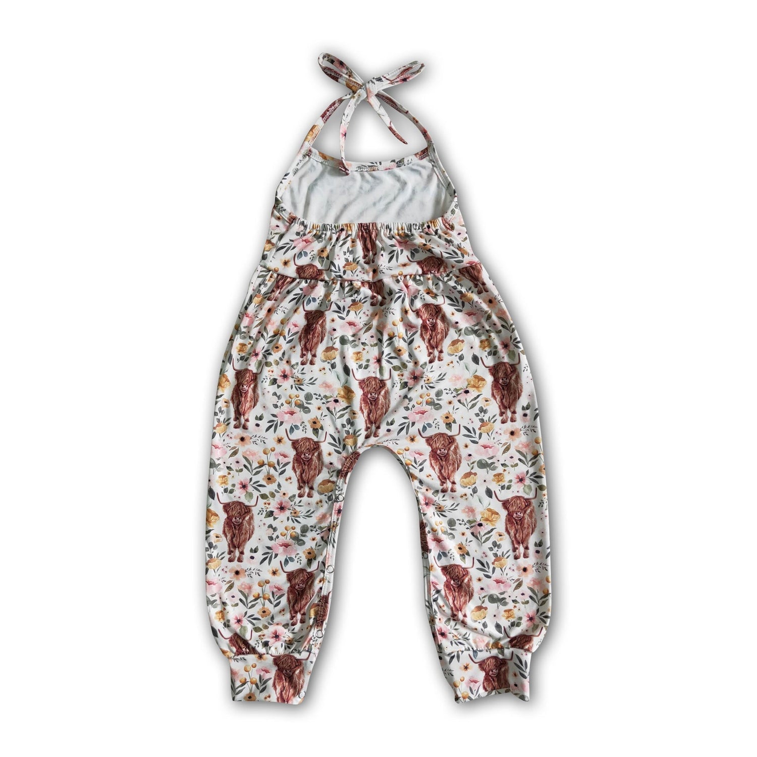 Highland cow baby girls jumpsuit
