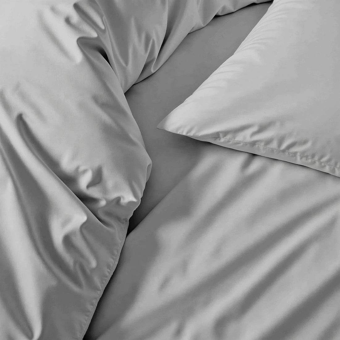 Italic Luxe Australian Sateen Sheet Set for bed, soft and smooth silky sheets in a neutral color, high-quality home bedding.