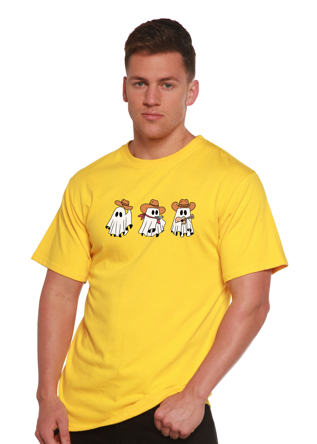 Spun Bamboo cowboy ghosts unisex bamboo viscose organic cotton short sleeve graphic T-shirt, men&