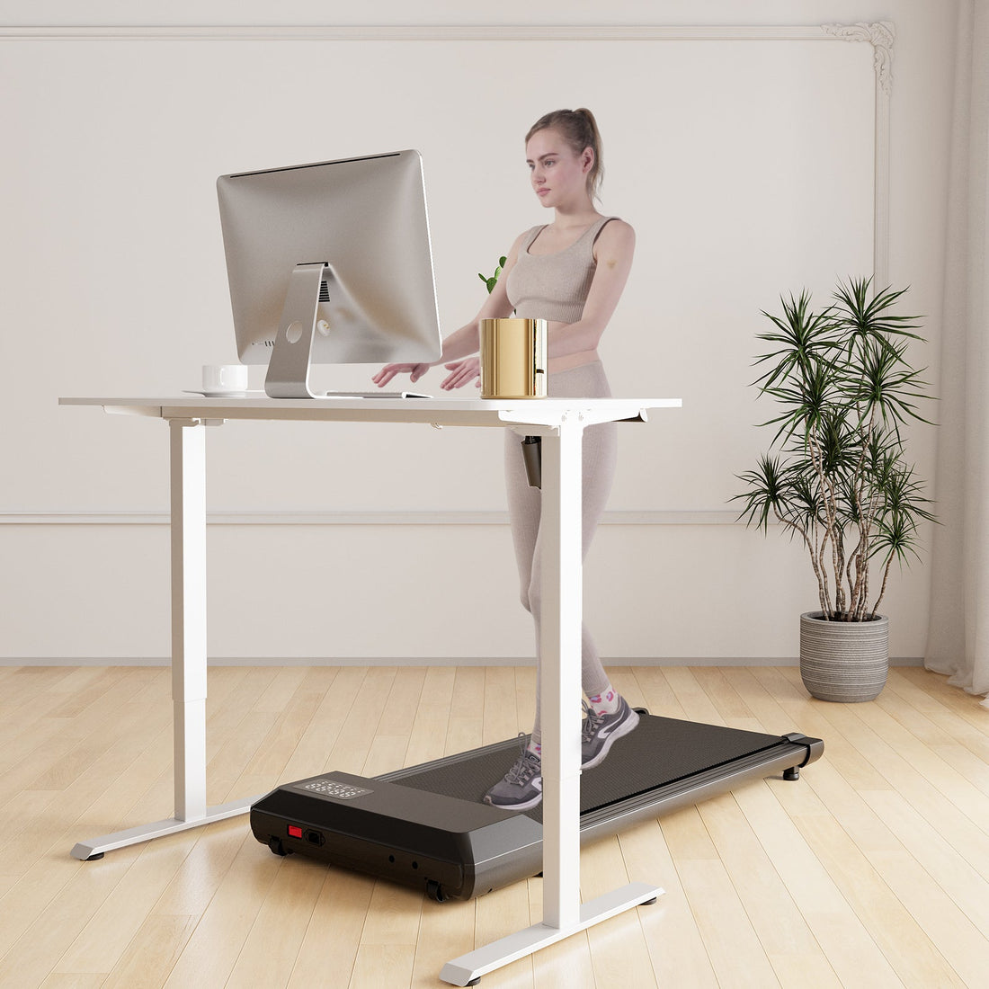 DeerRun® electric standing desk, 39x23 inches, height adjustable with a sleek workspace surface and sturdy frame.
