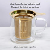 August Uncommon Tea One Cup Infuser in gold, placed inside a mug, designed for easy tea brewing without a tea ball.